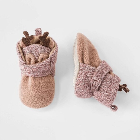 Cat & Jack Baby Reindeer Bootie Slippers Brown Size 6-9M - Picture 1 of 7